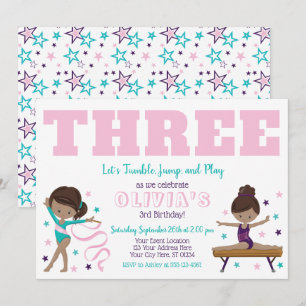Gymnastique Invitation d'anniversaire avec envelop
