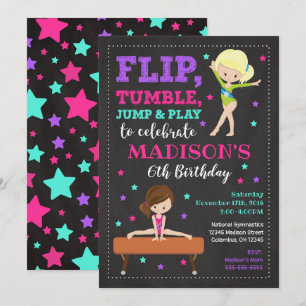 Gymnastique Invitation d'anniversaire / Fille / Ta