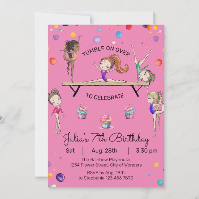 Gymnastique Invitation d'anniversaire | Gymnastiqu (Devant)