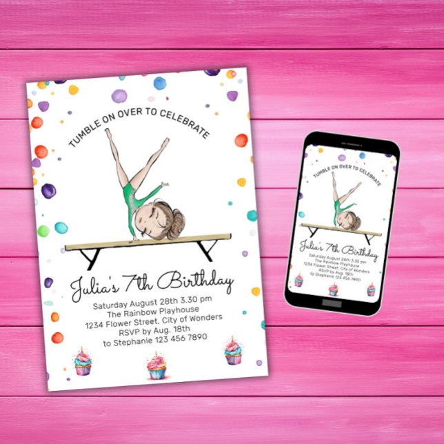 Gymnastique Invitation d'anniversaire | Gymnastiqu (Créateur téléchargé)