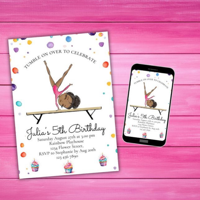 Gymnastique Invitation d'anniversaire | Gymnastiqu (Créateur téléchargé)
