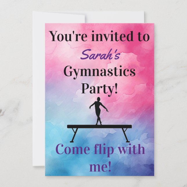 Gymnastique Invitation d'anniversaire | Gymnastiqu (Devant)