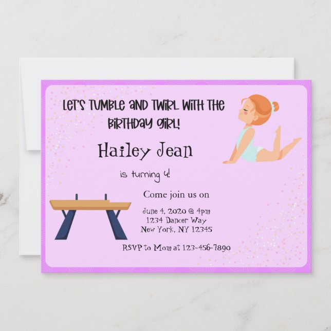 Gymnastique Invitation de fête d'anniversaire (Devant)