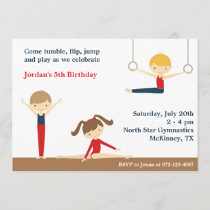 Gymnastique Invitation de fête d'anniversaire garç