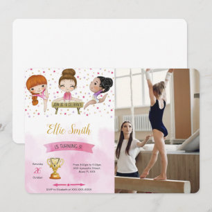 Gymnastique modifiable Invitation photo Anniversai