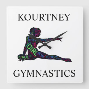 Gymnastique Mot Art Acrylique Horloge Mur