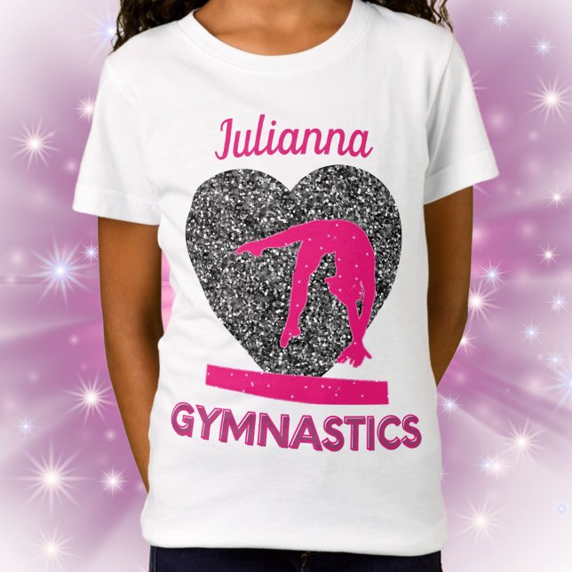 Gymnastique Queen of the Beam and Hearts T-Shirt (Gymnastics Queen of the Beam and Hearts T-Shirt)