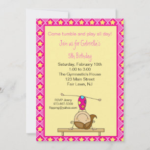 Gymnastique Stick Figure Anniversaire Invitation
