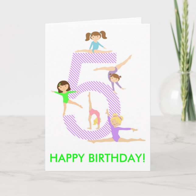 Gymnastique Thème 5ème carte d'anniversaire (Devant)