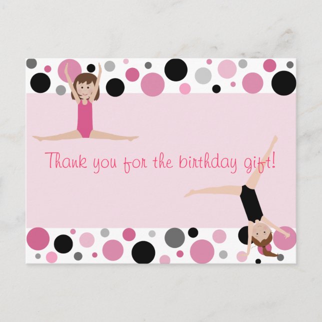 Gymnastisches Party Vielen Dank in Rosa, Grau und  Postkarte (Vorderseite)