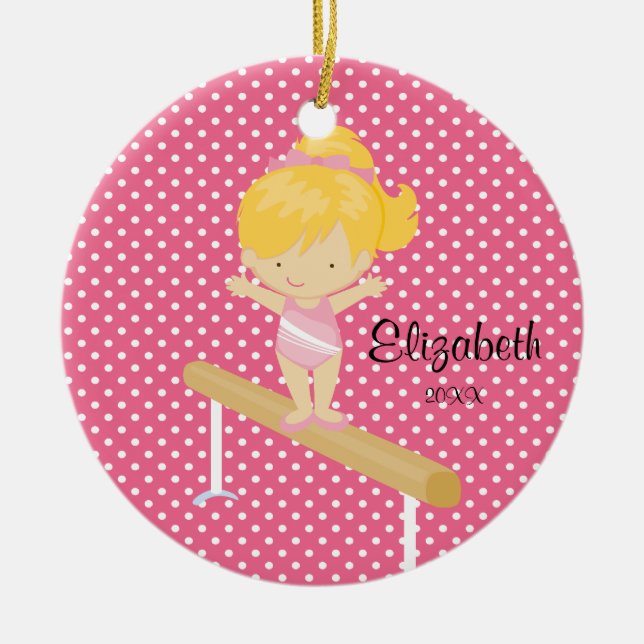 Gymnist Mädchen Gymnastik-Weihnachtsverzierung Keramik Ornament (Vorne)