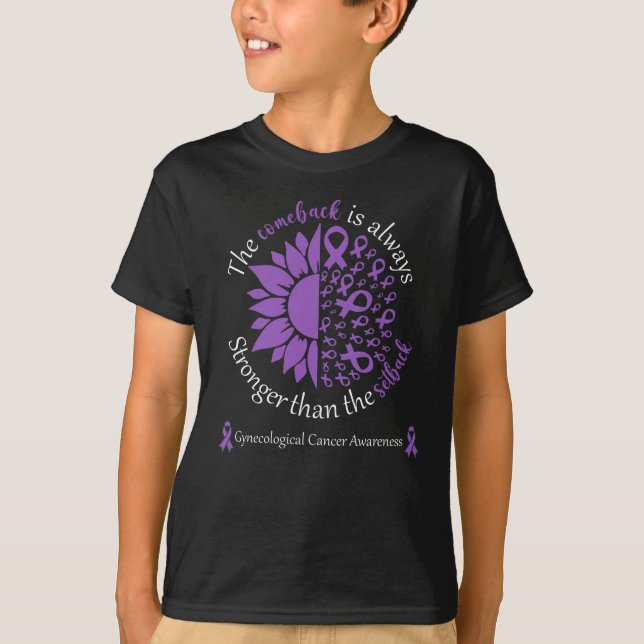 Gynäkologisches Krebsbewusstsein Lila Band T-Shirt (Vorderseite)