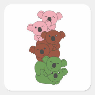 Gynosexual Flag Pride Lgbtq Niedlich Koala Pile Sq Quadratischer Aufkleber