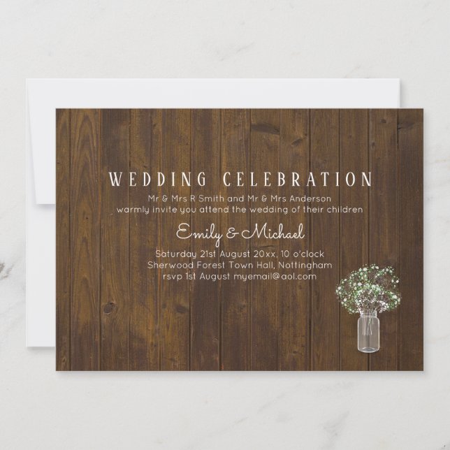 Gypsophila Babys Breath Einfache Elegante Hochzeit Einladung (Vorderseite)