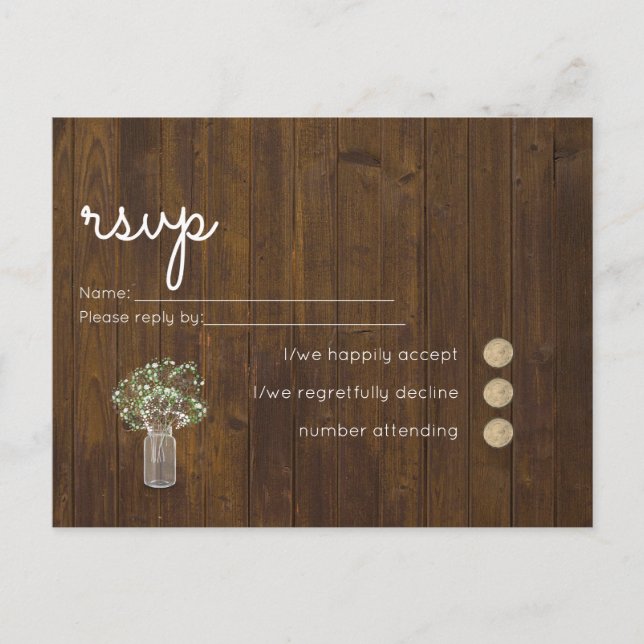 Gypsophila Babys Breath Simple Wedding RSVP Einladungspostkarte (Vorderseite)