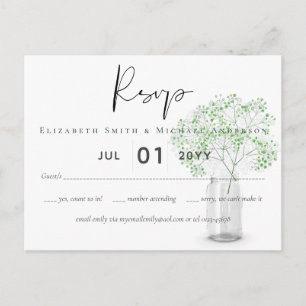 Gypsophila Babys Breath Simple Wedding RSVP Postkarte