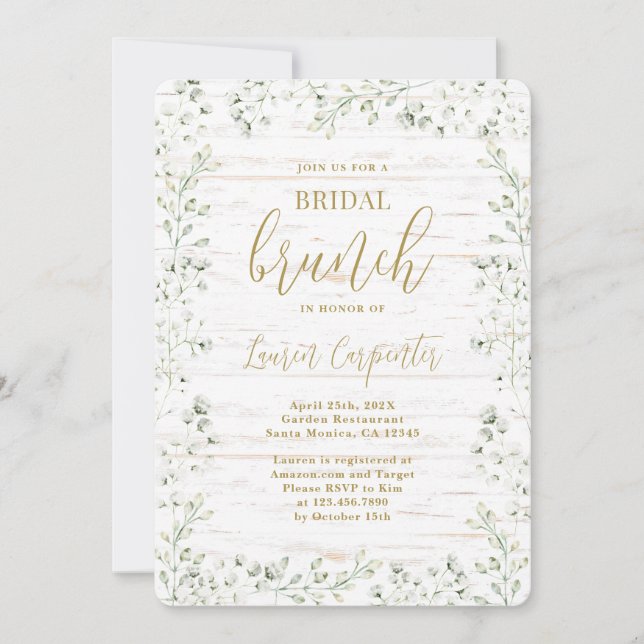 Gypsophila Brautparty Brunch Einladung (Vorderseite)