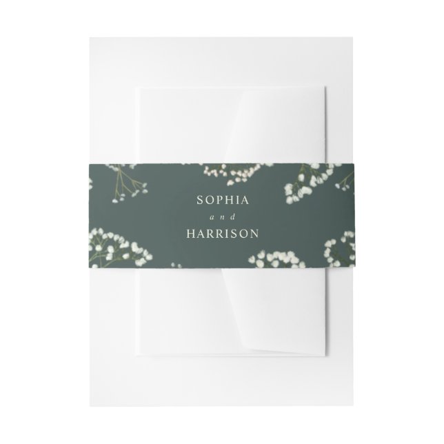 Gypsophila Emerald Green Wedding Einladungsbanderole (Vorderseite Beispiel)