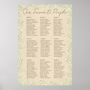 Gypsophila Floral Rustic Wedding Chart Poster