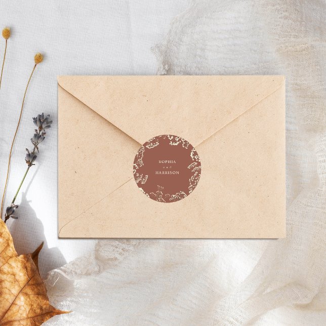 Gypsophila Terracotta Wedding Runder Aufkleber (Von Creator hochgeladen)