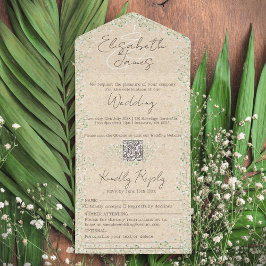 Gypsophila Watercolor Floral Rustic & Boho Wedding All In One Einladung