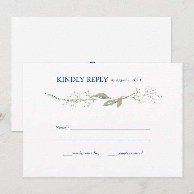 Gypsophila Wreath Wedding RSVP Einladung (Vorne/Hinten)