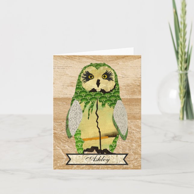 Gypsy Jade Owl Carte pour notes personnalisé (Devant)