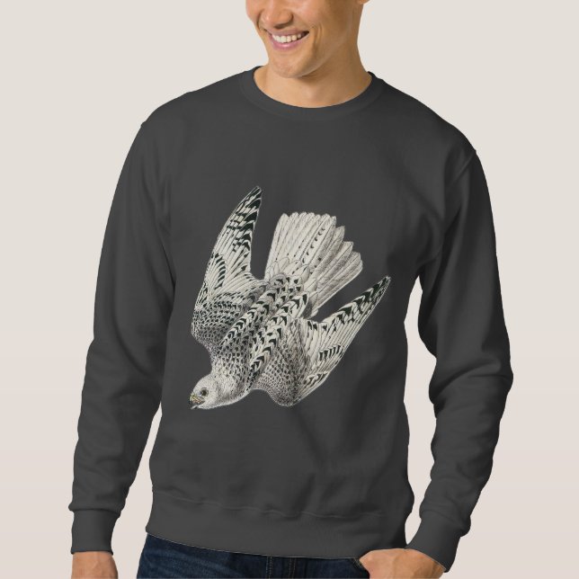 Gyrfalcon Falke-tauchende Vintage Kunst Sweatshirt (Vorderseite)