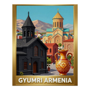 Gyumri Armenische Steinarchitektur Reise Poster