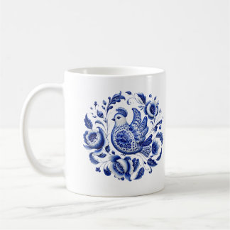 Gzhel-Blau-Pfau-Keramik-Kunstbecher — Traditionell Kaffeetasse