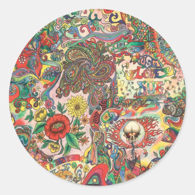 H081 psychedelisches 1969 runder aufkleber (Vorderseite)