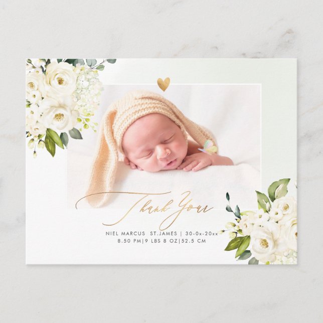 H2 Alabaster Rose Hydrangea Babydusche Postkarte (Vorderseite)
