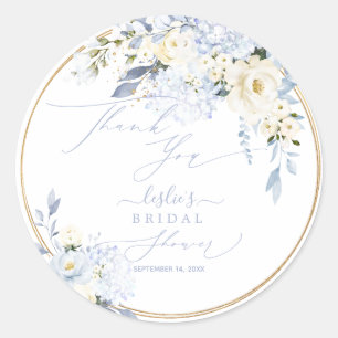 H2 Blue Hydrangea Creme Rose Brautparty Runder Aufkleber