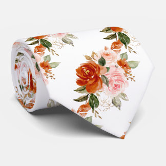 H2 Blumen Rost Orange Blush Rosen Krawatte