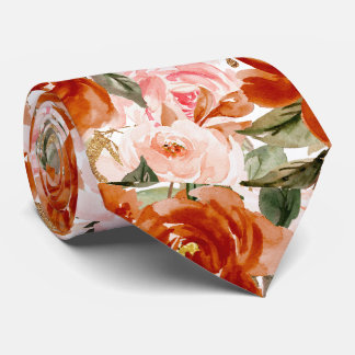H2 Blumen Rost Orange Blush Rosen   Krawatte