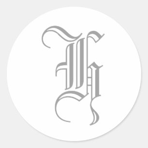 H-Buchstabe Monogramm Aufkleber Grau Old English