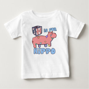 H est pour le T-shirt de bébé d'hippopotame