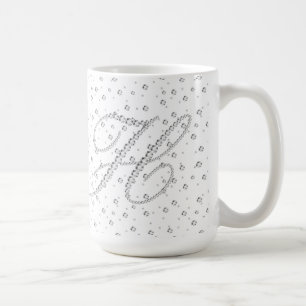 H Initial Monogram White Diamonds Print Kaffeetasse