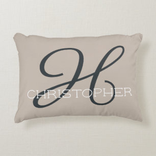 H Initiale Personalisierter Name Taupe Beige Neutr Dekokissen