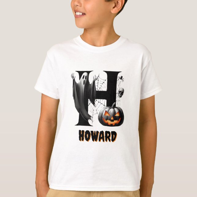 H Initialtrick oder Niedliches Halloween behandeln T-Shirt (Vorderseite)