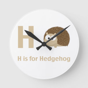 H is for Hedgehog Runde Wanduhr