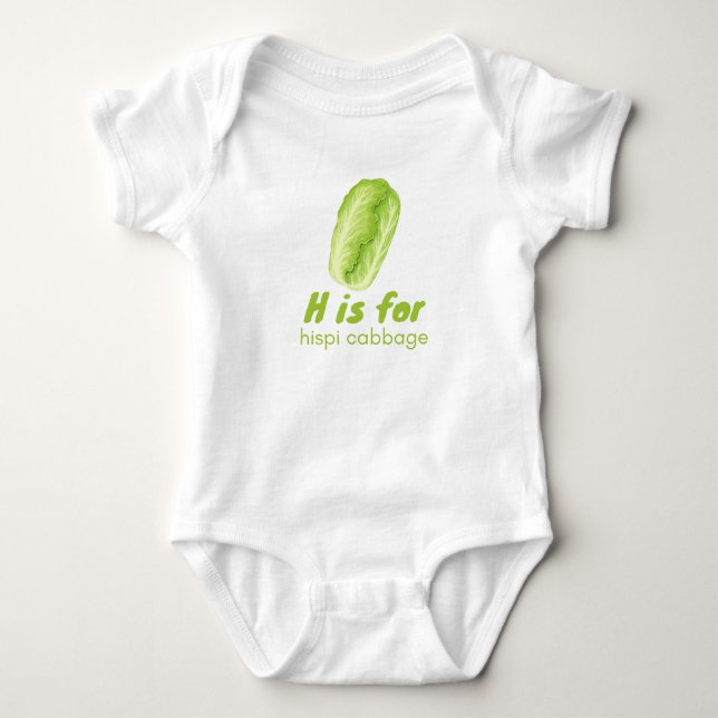 H is for HISPPI CABBAGE Green Veggie Alphabet Baby Strampler (Vorderseite)