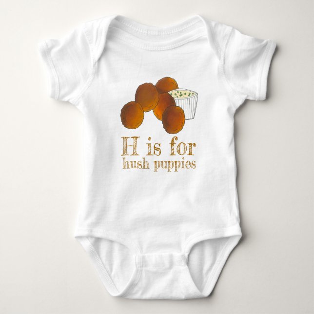 H is for Hush Welppies Southern Soul Food Feinschm Baby Strampler (Vorderseite)