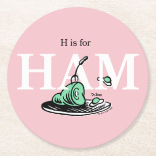 "H ist für HAM" Alphabet-Design Runder Pappuntersetzer