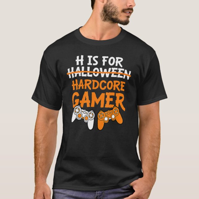 H ist für Hardcore Gamer Halloween-Videospiele T-Shirt (Vorderseite)