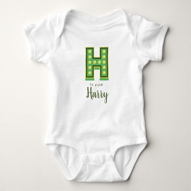 H ist für Harry (oder Custom H name) Hollywood Lig Baby Strampler (Vorderseite)