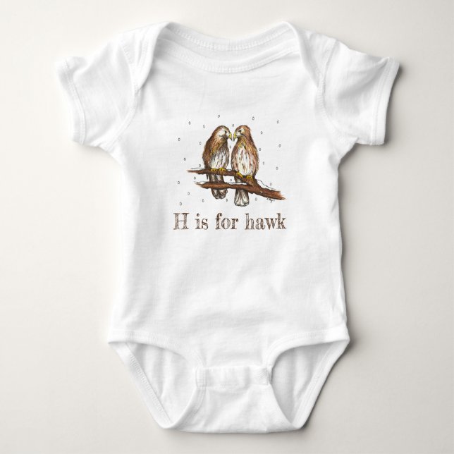 H ist für Hawk Love Bird Watching Vogelbeobachtung Baby Strampler (Vorderseite)