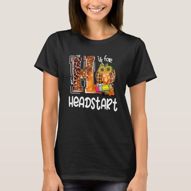 H ist für Headstart Leopard Pumpkin Fall Thanksgiv T-Shirt (Vorderseite)