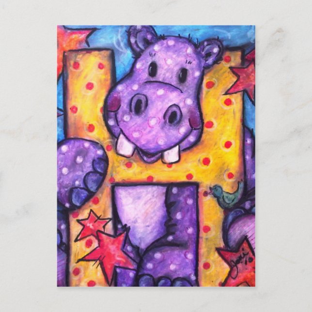 H ist für Hippo Postkarte (Vorderseite)