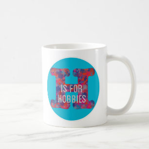 H ist für Hobbies blaue farbige Tropfen Monogramm Kaffeetasse